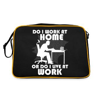 Arbeite Ich Zu Hause Oder Lebe Ich Bei Der Arbeit - Retro Tasche - Schwarz/Gold - Hinten