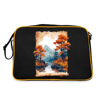 Classic Scenery Papyrus Scroll Onsen Japanese - Retro Bag - black/gold - Back