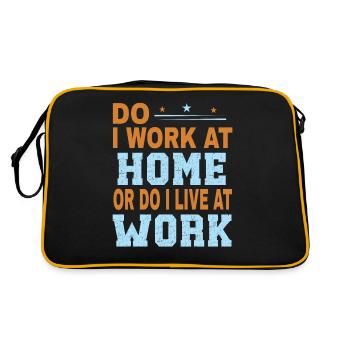Arbeite Ich Zu Hause Oder Lebe Ich Bei Der Arbeit - Retro Tasche - Schwarz/Gold - Hinten