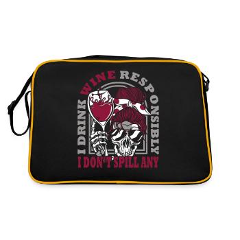 Ich Trinke Wein Verantwortungsvoll, Ich - Retro Tasche - Schwarz/Gold - Hinten