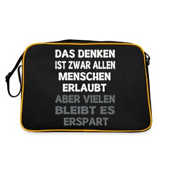 It is true that all people are allowed to think. Quote - Retro Bag - black/gold - Back