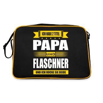 Zwei Titel Papa Und Flaschner Meister Abschluss - Retro Tasche - Schwarz/Gold - Hinten