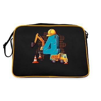 Construction Machinery 4th Birthday - Retro Bag - black/gold - Back