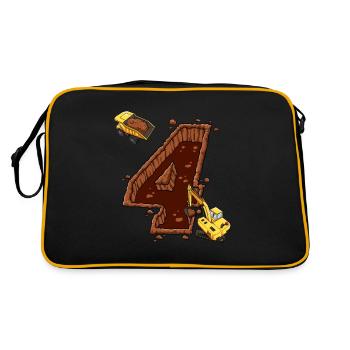 Construction Machinery 4th Birthday - Retro Bag - black/gold - Back