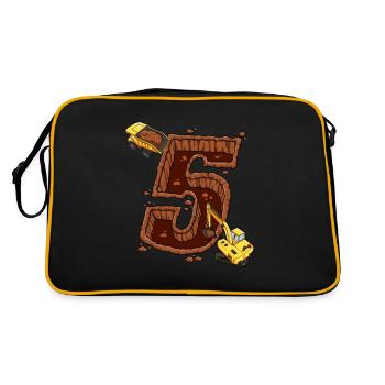 Construction Machinery 5th Birthday - Retro Bag - black/gold - Back