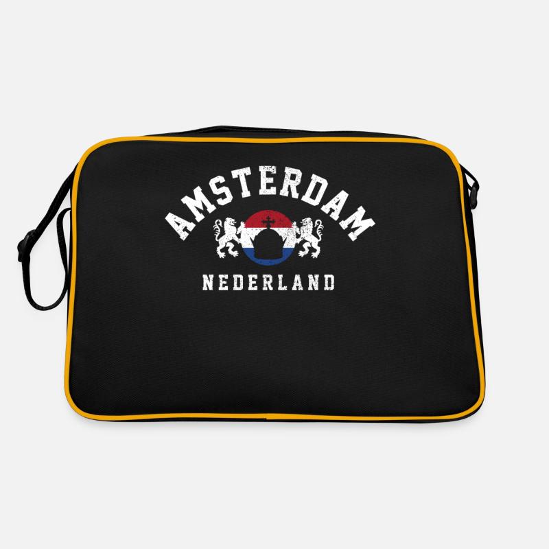 Amsterdam Pays-Bas Hollande Souvenir - Sac Retro - noir/or