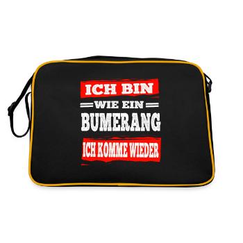 Bumerang Ich Komme Wieder Aber Freche Sprüche - Retro Tasche - Schwarz/Gold - Hinten