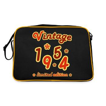 Vintage 1954 Birthday Funny Retro Numbers - Retro Bag - black/gold - Back