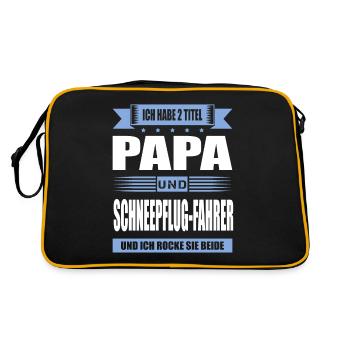 Zwei Titel Papa Und Schneepflugfahrer Winterdienst - Retro Tasche - Schwarz/Gold - Hinten