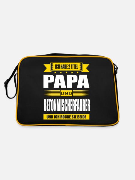 Zwei Titel Papa Und Betonmischerfahrer LKW-Fahrer - Retro Tasche - Schwarz/Gold - Hinten