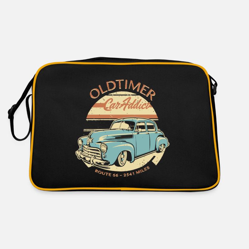 OLDTIMER – CAR ADDICT – VINTAGE - Retro Tasche - Schwarz/Gold
