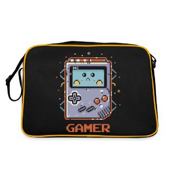 GAMER BOY – PIXEL ART - Retro Tasche - Schwarz/Gold - Hinten