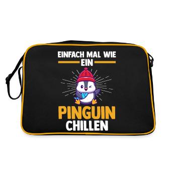 Cute Penguin - Retro Bag - black/gold - Back