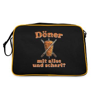 Döner mit alles und scharf - Retro Tasche - Schwarz/Gold - Hinten