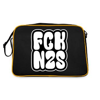 FCK NZS - Against the Right - Never Again! Sticker - Retro Bag - black/gold - Back