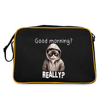 Tired cat for late risers and morning grouches - Retro Bag - black/gold - Back
