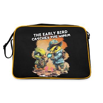 THE EARLY BIRD CATCHES THE WORM. Spaß, Fun, Cool, - Retro Bag - black/gold - Back