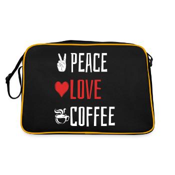Peace Love Coffee - Coeur - Sac Retro - noir/or - Dos