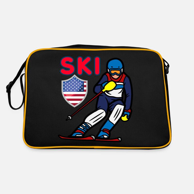 Skifahren - Retro Tasche - Schwarz/Gold
