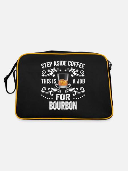 Treten Sie beiseite, Kaffee, das ist ein Job für Bourbon Lustig - Retro Tasche - Schwarz/Gold - Hinten
