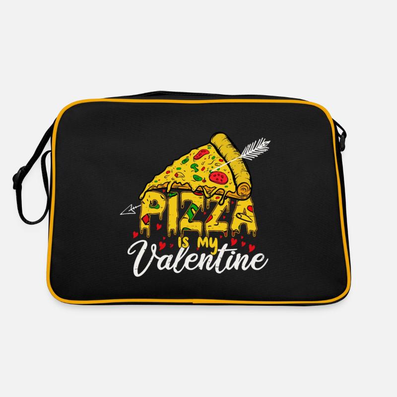 La pizza est ma Saint-Valentin pour la Saint-Valentin - Sac Retro - noir/or