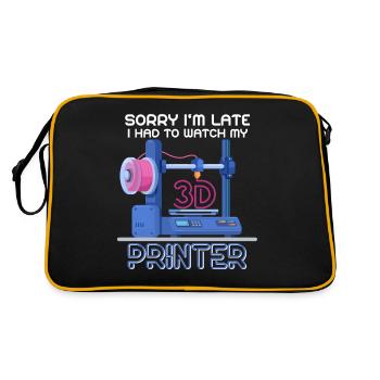 Sorry Ich Bin Zu Spät - 3D Drucker 3D Druck - Retro Tasche - Schwarz/Gold - Hinten