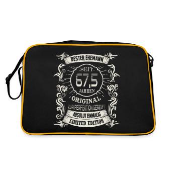 Seit 67,5 Jahren Ehemann Steinerne Hochzeit Ehe - Retro Tasche - Schwarz/Gold - Hinten