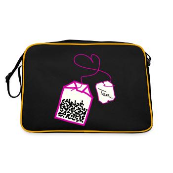 Sachet de thé rose coeur - Sac Retro - noir/or - Dos
