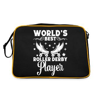 Roller Derby Girl Skating World´s best Roller - Retro Tasche - Schwarz/Gold - Hinten