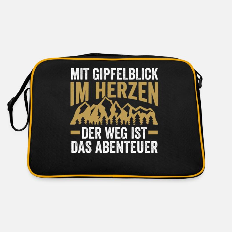 Bergsteiger Wandern Wanderer Klettern Bergsteigen - Retro Tasche - Schwarz/Gold