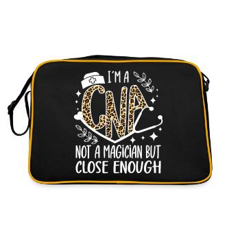 CNA Nursing Quotes Certified Nurse Assistant Gifts - Retro Tasche - Schwarz/Gold - Hinten
