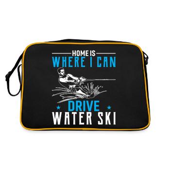 Zu Hause Ist Ich, Wo Ich Wasserski Fahren Kann - Retro Tasche - Schwarz/Gold - Hinten