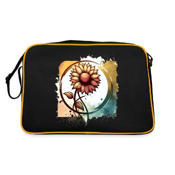 Sunflower with stem drawn - Retro Bag - black/gold - Back