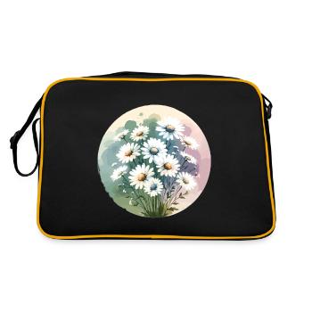 Gänseblümchen gezeichnet - Retro Tasche - Schwarz/Gold - Hinten