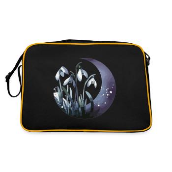 Schneeglöckchen gezeichnet - Retro Tasche - Schwarz/Gold - Hinten