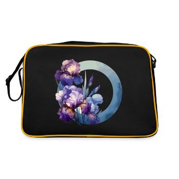 Schwertlilien gezeichnet - Retro Tasche - Schwarz/Gold - Hinten