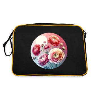 Ranunkeln gezeichnet - Retro Tasche - Schwarz/Gold - Hinten