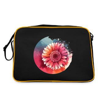 Gerbera gezeichnet - Retro Tasche - Schwarz/Gold - Hinten