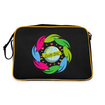 Tag der Erde - Retro Tasche - Schwarz/Gold - Hinten