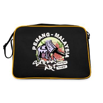 Farbeimer und Pinsel - Penang - Malaysien - Retro Tasche - Schwarz/Gold - Hinten