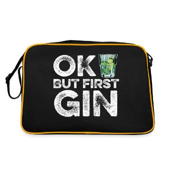 OK But First Gin Lover T-Shirt Funny Alcohol Cool - Retro Bag - black/gold - Back