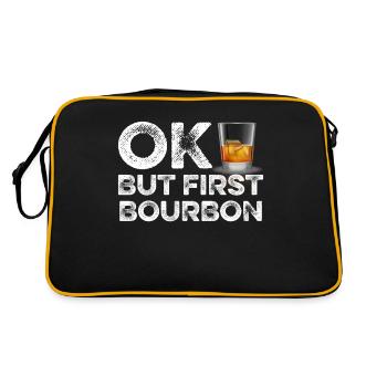 OK But First Bourbon T-Shirt Funny Drinking Wine - Retro Bag - black/gold - Back
