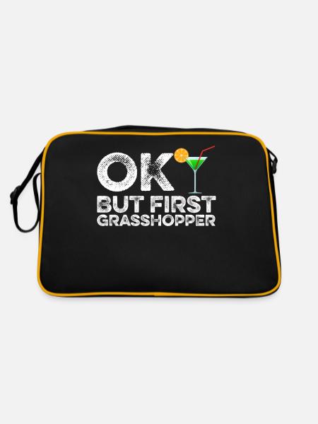 OK But First Grasshopper Funny Mint Cocktail Wine - Retro Bag - black/gold - Back