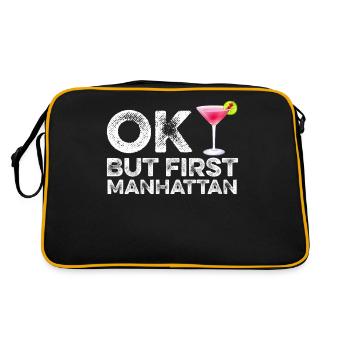 OK But First Manhattan Lover T-Shirt Funny Alcohol - Retro Bag - black/gold - Back