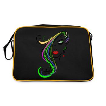 Frau mit buntem Haar - Retro Tasche - Schwarz/Gold - Hinten