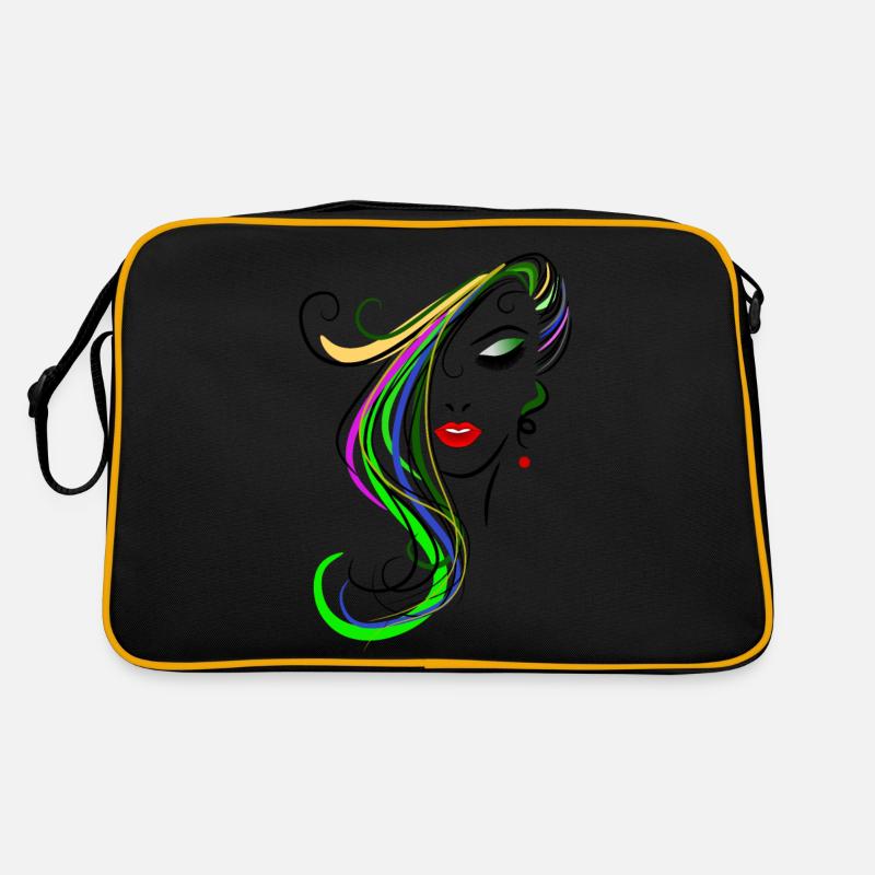 Frau mit buntem Haar Retro Tasche