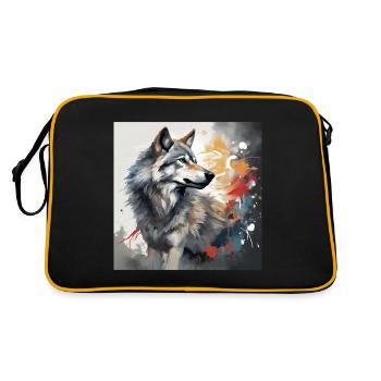 Photo d’animaux de loup peint - T-shirt de loup astucieux - Sac Retro - noir/or - Dos