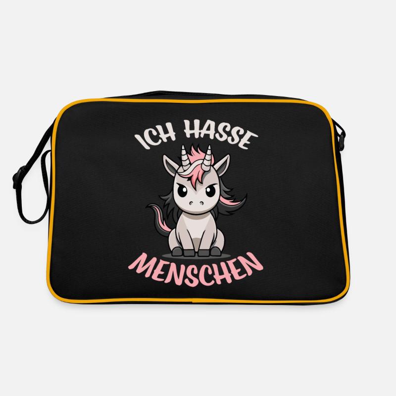 ich hasse menschen - Böses Einhorn Retro Tasche