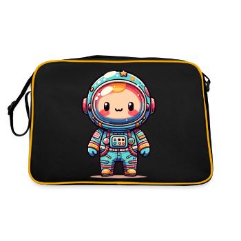 childishly designed spaceman - Retro Bag - black/gold - Back