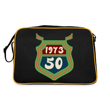 1973 geboren 50 Jahre - Retro Tasche - Schwarz/Gold - Hinten